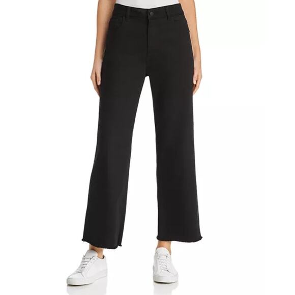 DL1961 Hepburn High Rise Wide Leg Premium Stretch Jeans Black Ashwell Wash 22W - Picture 1 of 14